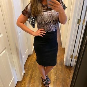 Mandee Small Purple Black Gray Blouse Top